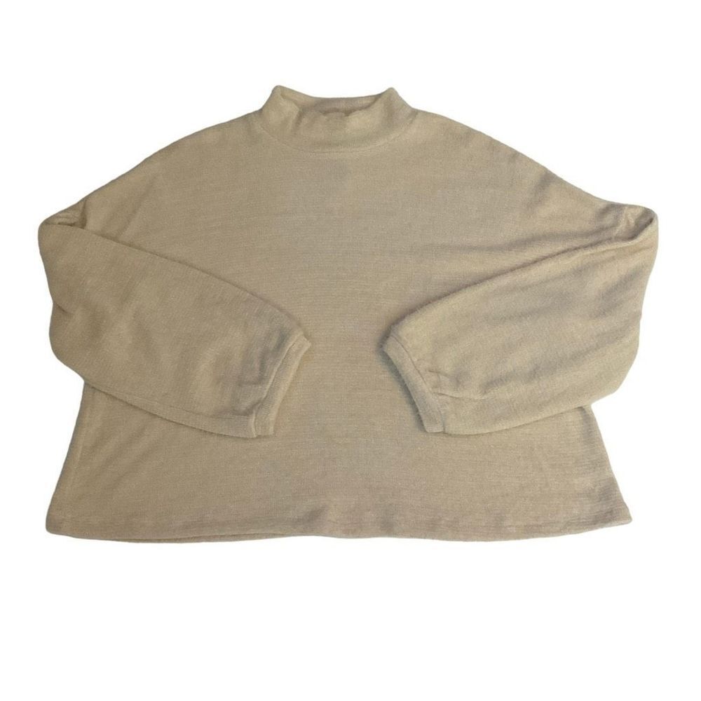Sanctuary Sweater Funnel Neck Drop Shoulder Tan Balloon Sleeves Women 1X - Picture 8 of 12